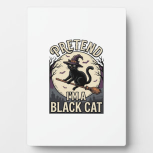 Placa Expositora Disfraz de Gato Negro Vintage Bruja de Halloween C