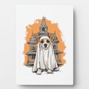 Placa Expositora Disfraz de perro fantasmal � Perro espeluznante