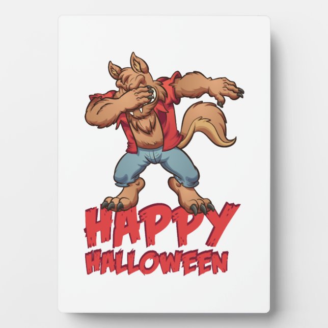 Placa Expositora Disfraz de Werwolf Dabbing para Halloween (Frente)