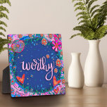 Placa Expositora Diversión Inspiradora motivacional Valiosa Inespir<br><div class="desc">Inspirador estilo de moda Worthy Easel Plaque - arte caprichoso, caprichoso y elegante creado para inspirar y animar. El diseño colorido y florido de bonito le da un toque positivo a su día. Estas divertidas placas de caballete hacen grandes agujeros inspiradores para la familia, amigos, compañeros de trabajo, profesores, etc....</div>