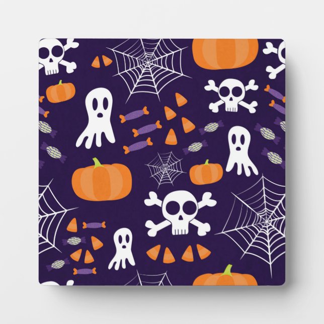 Placa Expositora Diviértete patrón de Halloween (Frente)