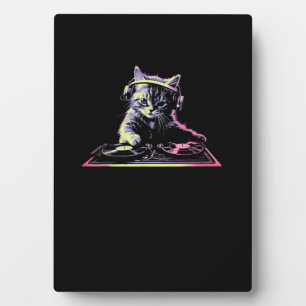 Placa Expositora DJ Controller Cat - Funny DJ Cat