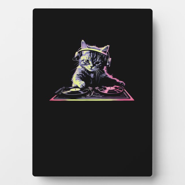 Placa Expositora DJ Controller Cat - Funny DJ Cat (Frente)