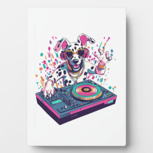 Placa Expositora DJ Dálmata � Fiesta Rave EDM Perro