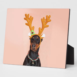 Placa Expositora Doberman con cuernos de ciervo