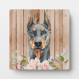 Placa Expositora Doberman & Flores a la acuarela 