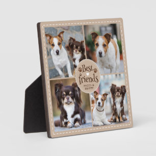 Placa Expositora Dog BEST FRIENDS 4 Fotos Pawprints Personalizado