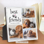 Placa Expositora Dog Cat Mejores Amigos Huellas de fotos Personaliz<br><div class="desc">Muestra 4 de tus fotos favoritas en una placa con fotos de tu perro y gato que son LOS MEJORES AMIGOS. El diseño presenta una tipografía moderna y divertida, unas bonitas huellas de perros y gatos con un corazón y una personalización de los colores que se pueden coordinar con las...</div>
