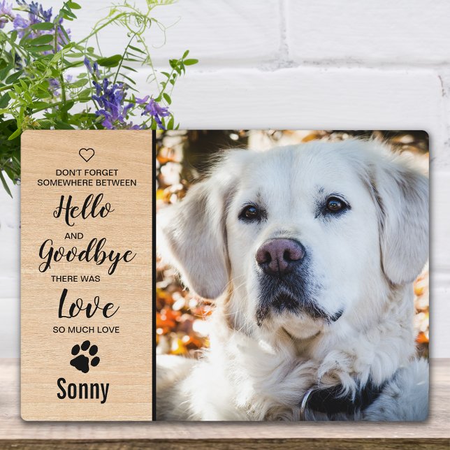 Placa Expositora Dog Memorial Dog Photo Wood Grain Keepsake Mascota (Subido por el creador)