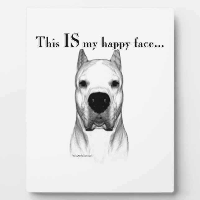 Placa Expositora Dogo Argentino Happy Face (Frente)