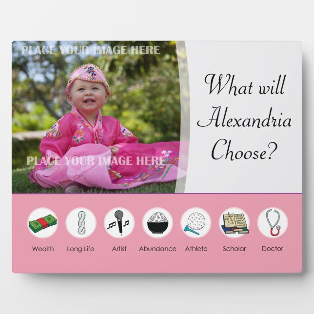 Placa Expositora Doljabi Doljanchi Dol coreano 1er cumpleaños (Frente)