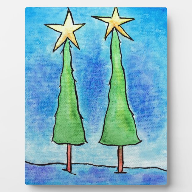Placa Expositora Dos grandes árboles de Navidad (Frente)