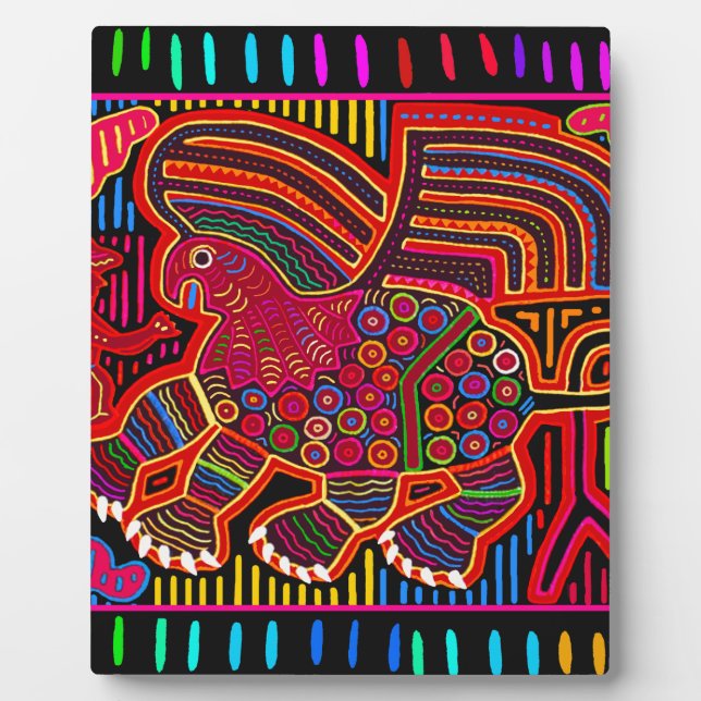 Placa Expositora Dragón Kuna indio amigable Mola (Frente)