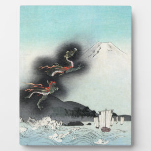 Placa Expositora Dragón oceánico subiendo al monte Fuji HOKUSAI Uki