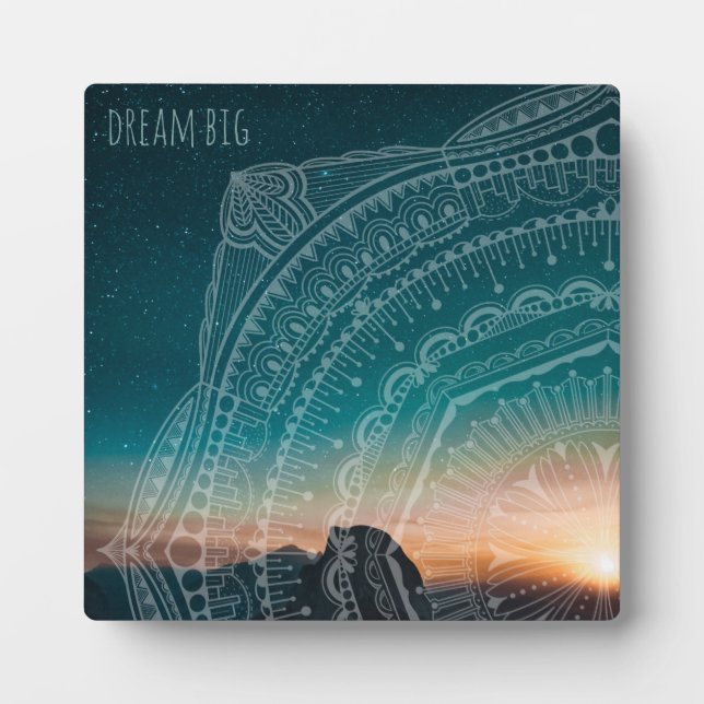 Placa Expositora Dream Big Elegant Sunset Starry Night Sky Mandala (Frente)