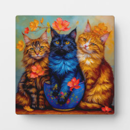 Placa Expositora Drei Maine-Coon-Gefährten Portrait