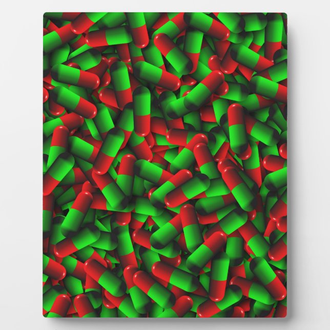 Placa Expositora drogas de pastillas verdes rojas (Frente)