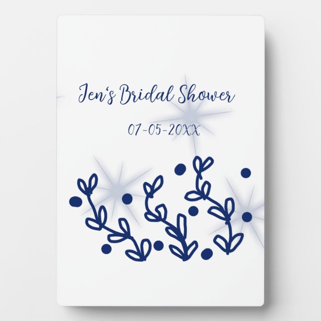 Placa Expositora ducha de novia de lujo real estrellas azules  (Frente)