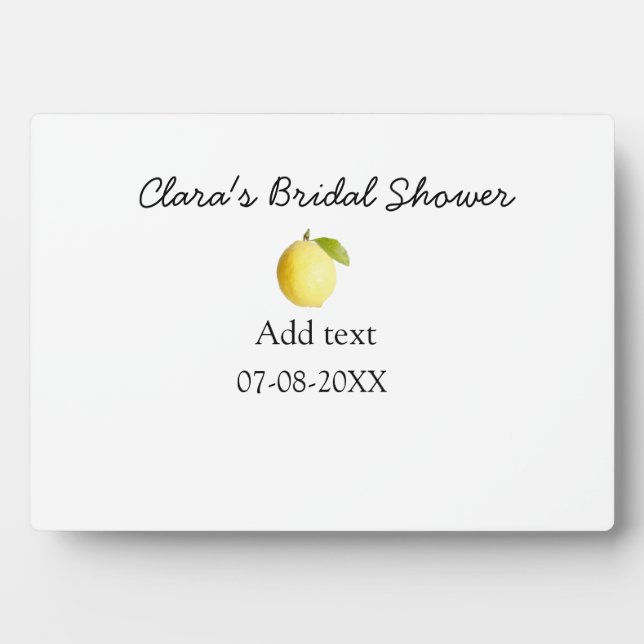 Placa Expositora Ducha de novia limón moderna simple minimalista rú (Frente)