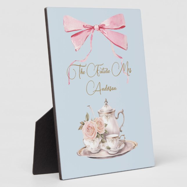 Placa Expositora Ducha nupcial Regencia Tea Fiesta Cinta rosa (Lado)