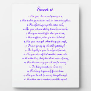 Placa Expositora "Dulce 16" 8" x 10" Plaque