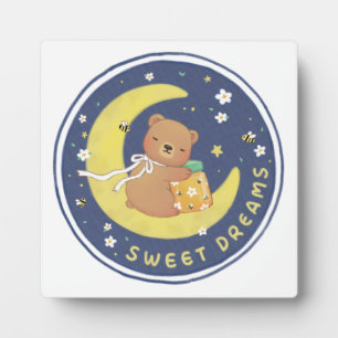 Placa Expositora Dulces sueños: Oso de peluche y Ilustracion de mie
