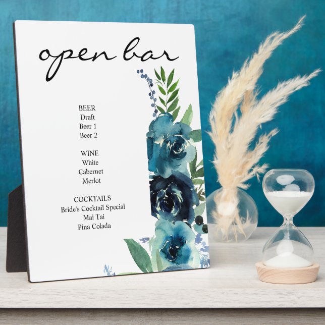 Placa Expositora Dusty Blue Floral 2 Bar Rótulo Easel V2 (Lado)