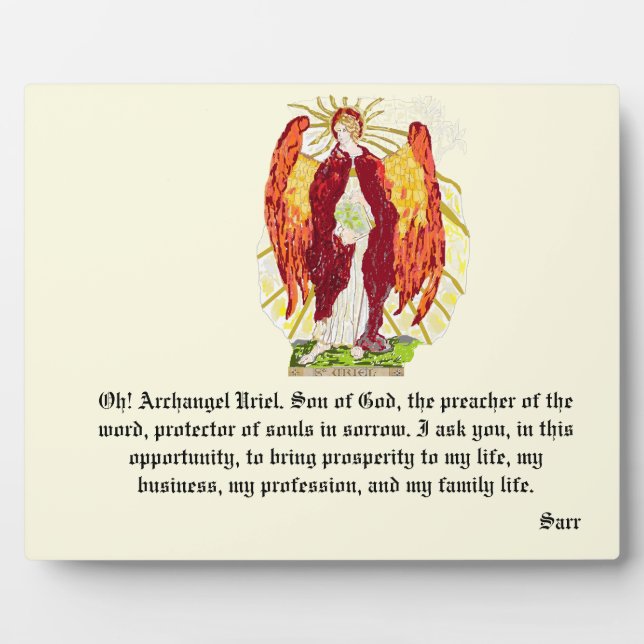 Placa Expositora Easel con lienzo : Arcángel Uriel (Frente)