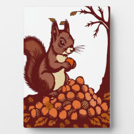 Placa Expositora 🐿️ Écureuil d'Automne – Décoration de Bureau