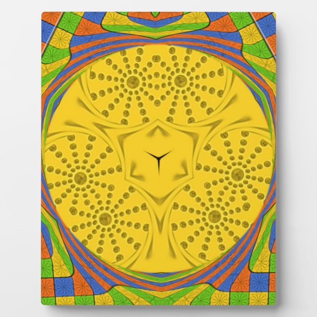 Placa Expositora Egipcio real verde azul dorado. (Frente)