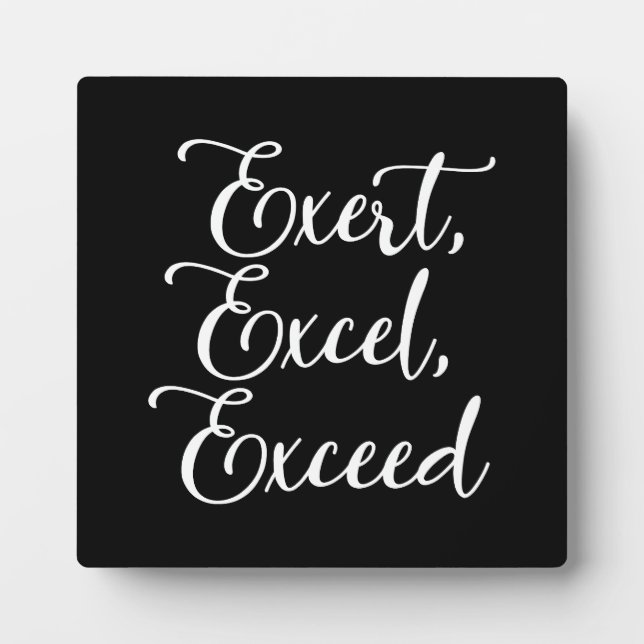 Placa Expositora Ejercer, Excel, Exceder - Hustle, Gym, Éxito (Frente)