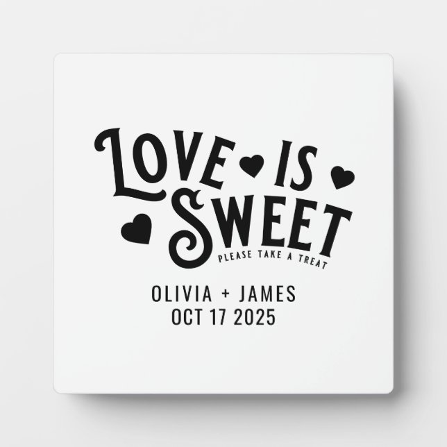 Placa Expositora El amor es el corazón dulce, la tipografía audaz B (Frente)