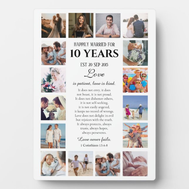 Placa Expositora El amor es paciente fotografía de aniversario de h (Frente)