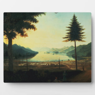 Placa Expositora El campamento en el lago George, Nueva York, 1759