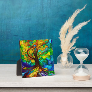 Placa Expositora El colorido árbol de la vida con aspecto de vidrio