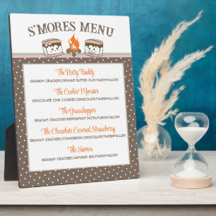 Placa Expositora El género de S'Mores revela el menú de la hoguera