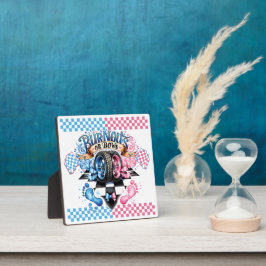 Placa Expositora El género revela arcos y neumáticos rosados y azul