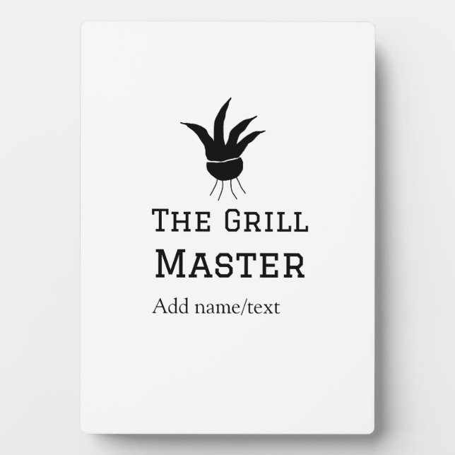 Placa Expositora El maestro de la parrilla agregue el nombre de la  (Frente)