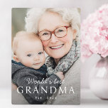 Placa Expositora El mejor año de la abuela del mundo<br><div class="desc">Placa fotográfica vertical con la foto de su personalizado y el texto "La mejor abuela del mundo" con el año personalizado u otro texto debajo.</div>