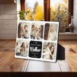 Placa Expositora El mejor Collage de fotos de la madre 5 del mundo<br><div class="desc">Crea tu propia pantalla moderna de 5 fotos para mamá este día de la madre! El diseño presenta un collage de fotos compuesto por 5 cuadros y un bloque negro que puede cambiarse a cualquier color con el texto "La mejor madre del mundo", un lindo mensaje, un corazón blanco y...</div>