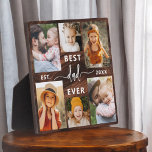Placa Expositora El mejor Collage de fotos de madera del Día del Pa<br><div class="desc">Celebra a tu padre con el Collage de fotos Plaque del Día del Padre "Mejor Papá Nunca", un sincero homenaje al hombre que significa el mundo para ti. Esta placa de excelente fabricación presenta un collage de fotos de personalizable de alta calidad, que le permite mostrar recuerdos y momentos especiales....</div>