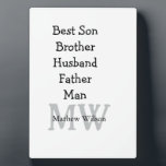 Placa Expositora El mejor hombre hijo marido papá cita el texto del<br><div class="desc">diseño</div>
