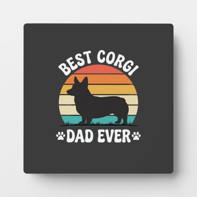 Placa Expositora El mejor papá Corgi Retro perro (Frente)