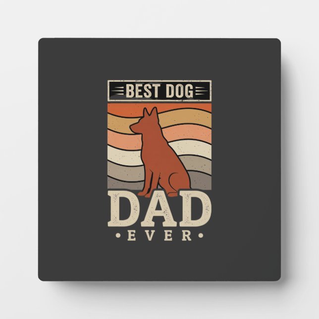 Placa Expositora El mejor papá de perro Retro Silueta (Frente)