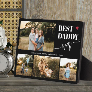 Placa Expositora El mejor papá del mundo 4 fotos personalizadas neg