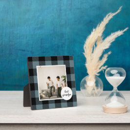 Placa Expositora El mejor regalo de abuelo con foto de color azul y