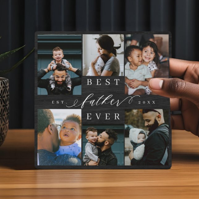 Placa Expositora El mejor regalo del Día del Padre nunca antes, Woo (Best Father Ever Father's Day Gift Photo Woodgrain Plaque)