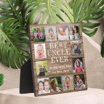 Placa Expositora El mejor tío de la madera personalizada de 12 Coll<br><div class="desc">Crea tu propia placa de collage de fotos con 12 de tus fotos favoritas en un fondo de textura de madera. Personaliza con fotos familiares . Hace un tesoro obsequio por mantener al tío favorito para su cumpleaños,  vacaciones y día del padre.</div>