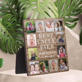 Placa Expositora El mejor tío de la madera personalizada de 12 Coll