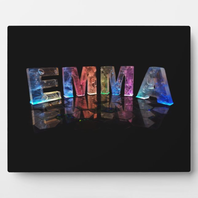 Placa Expositora El nombre Emma en luces 3D (fotografía) (Frente)